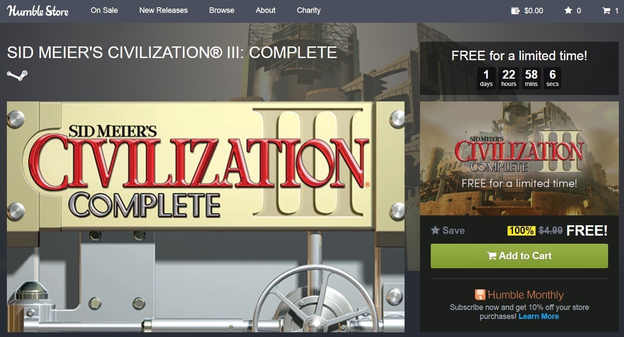 В Humble Store можно бесплатно получить Sid Meier’s Civilization 3: Complete