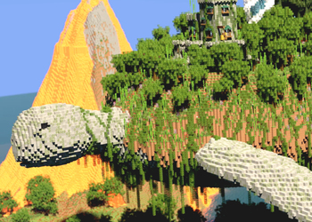 В Minecraft построили гигантскую летающую черепаху-остров и поставили замок на ней