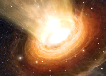 Гигантская черная дыра пожирает целую галактику в созвездии Волопаса