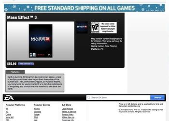 Mass Effect 3 замечен на полках EA Store