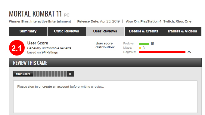 Игроки из России занизили рейтинг Mortal Kombat 1 на Metacritic из
