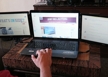 Видеоблогер в домашних условиях сделал клон ноутбука Razer с тремя экранами